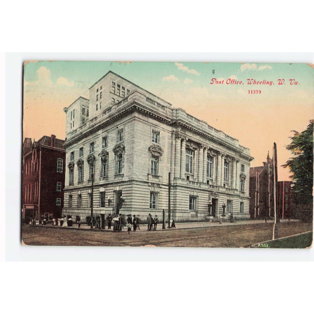 Vintage 1912 Post Office Wheeling West Virginia Postcard AC Bosselman 11379 - Picture 1 of 2